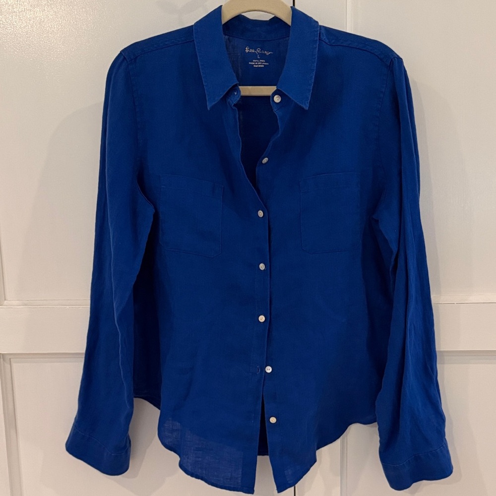 Lilly Pulitzer size L Blue Button Down Shirt